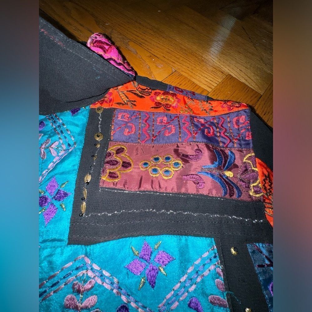 Chico's Embroidered Patchwork Button Front Women'… - image 6